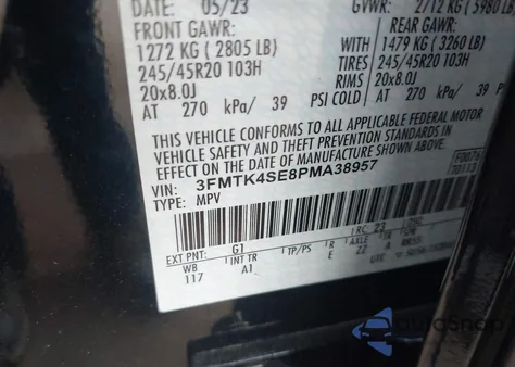 2023 Ford Mustang Mach-E Gt from USA, damaged, VIN 3FMTK4SE8PMA38957